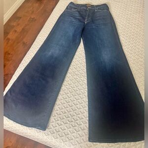 Mother Wide-Leg Blue Jeans